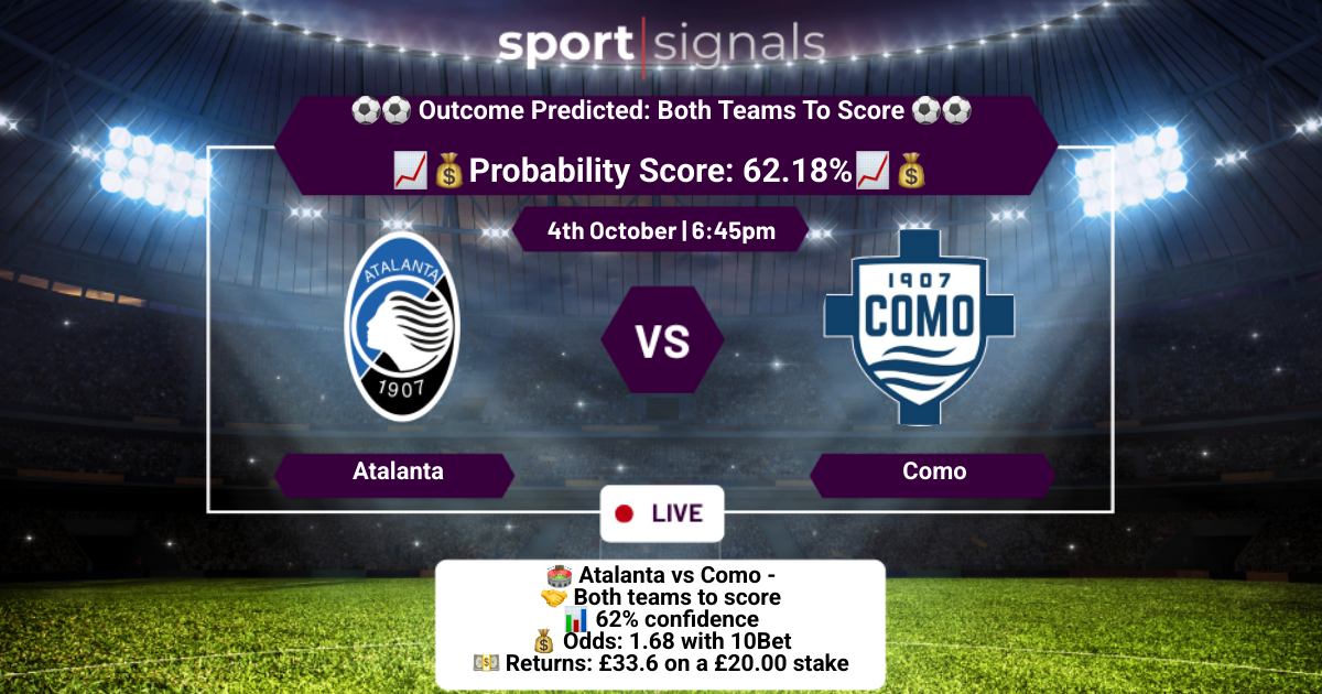 Atalanta vs Como
Both Teams To Score