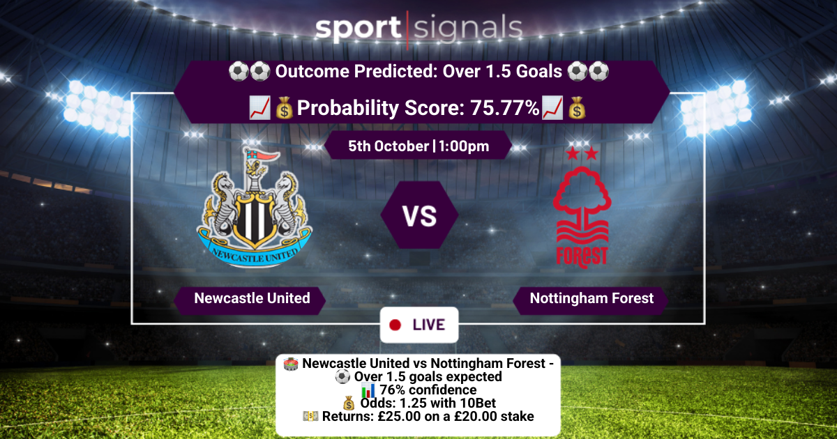 Newcastle United vs Nottingham Forest
Over 1.5 Goals