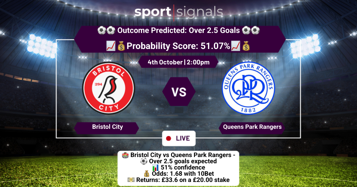 Bristol City vs Queens Park Rangers
Over 2.5 Goals