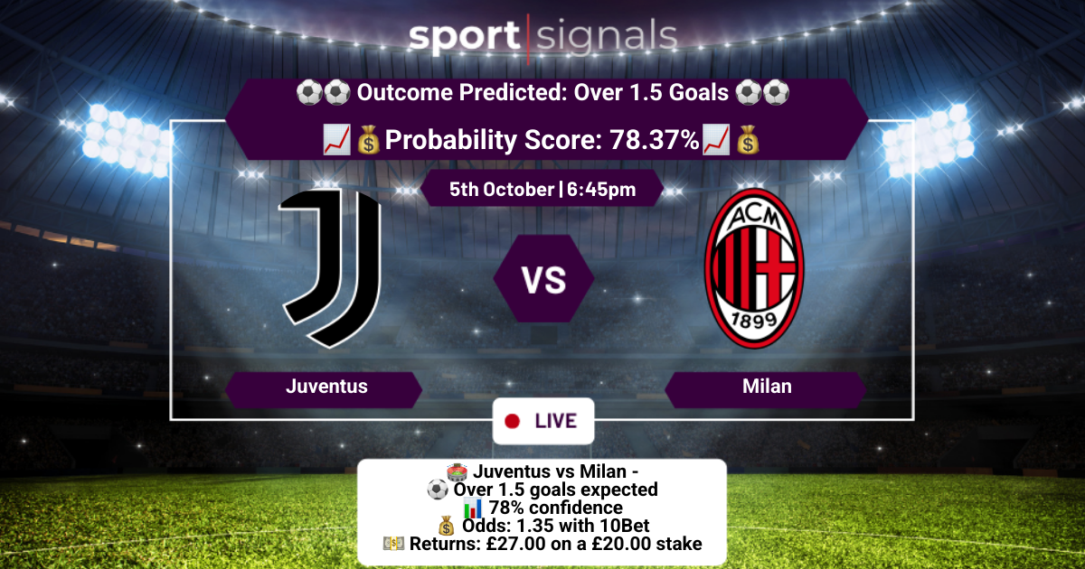Juventus vs Milan
Over 1.5 Goals