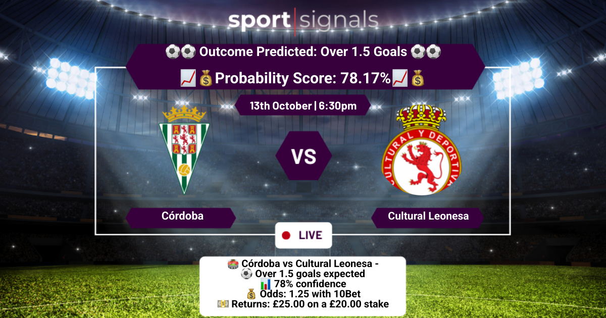Córdoba vs Cultural Leonesa
Over 1.5 Goals