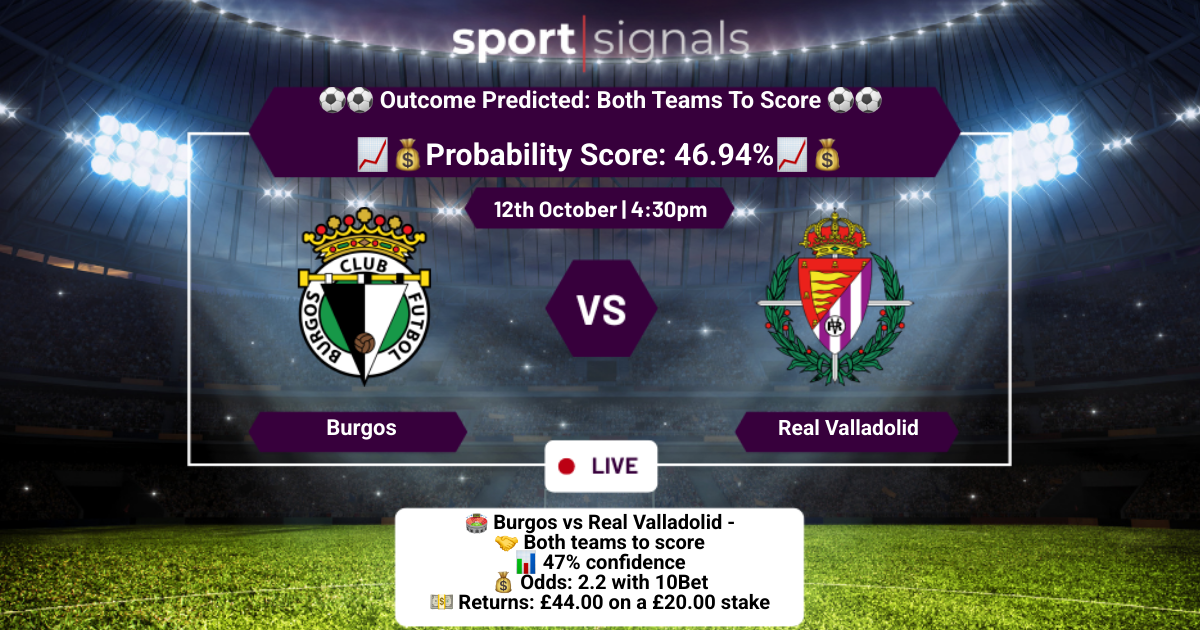 Burgos vs Real Valladolid
Both Teams To Score