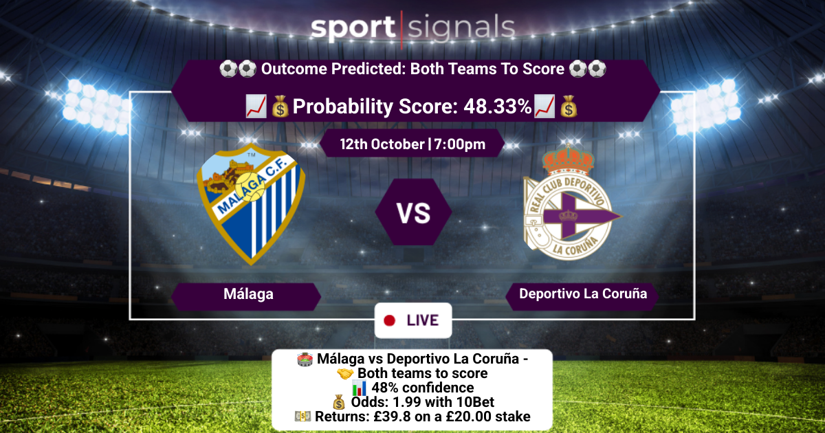 Málaga vs Deportivo La Coruña
Both Teams To Score
