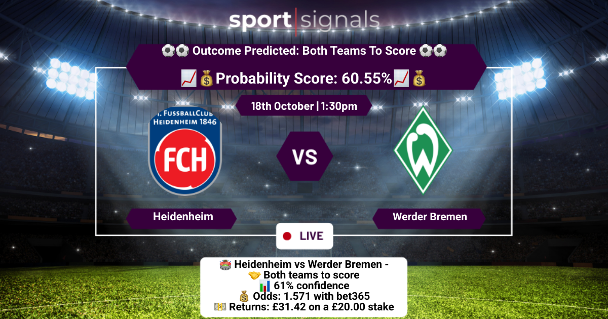 Heidenheim vs Werder Bremen
Both Teams To Score