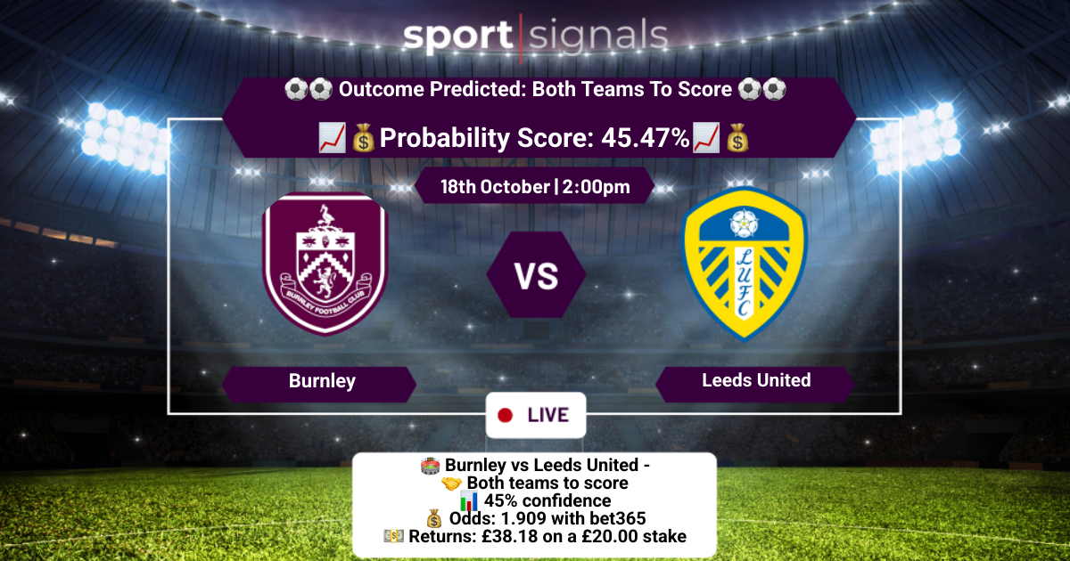 Burnley vs Leeds United
Both Teams To Score
