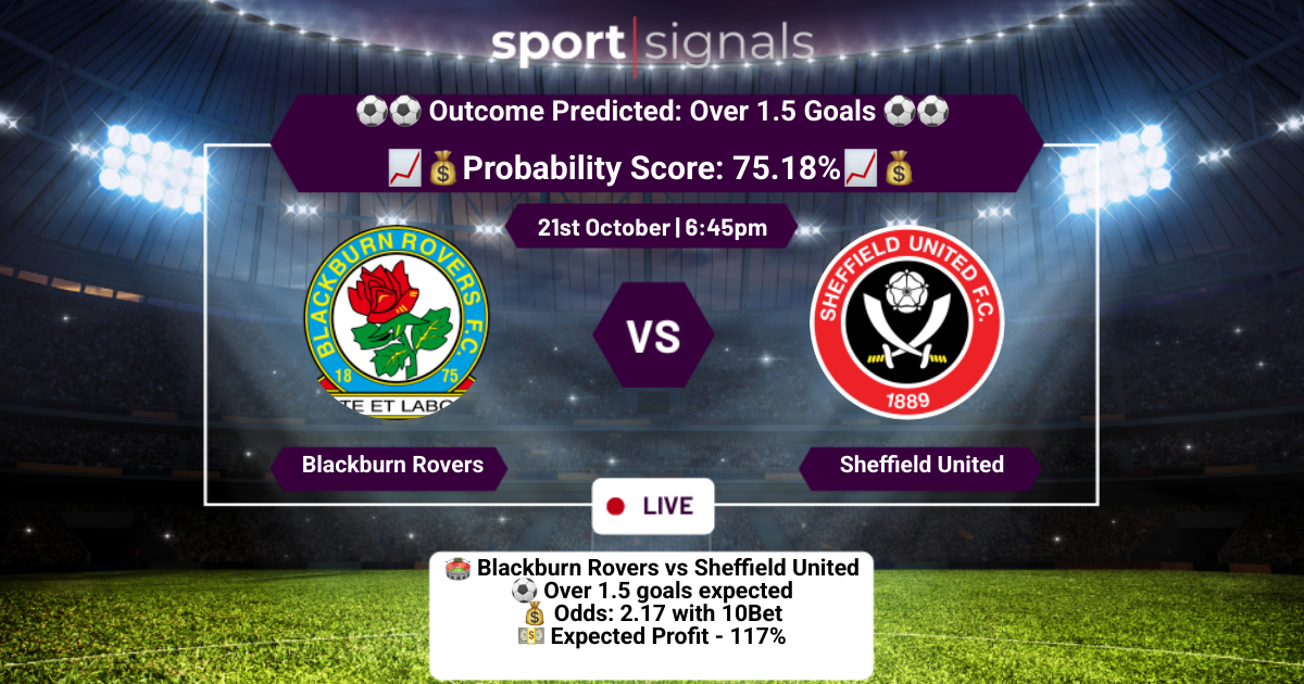 Blackburn Rovers vs Sheffield United
Over 1.5 Goals