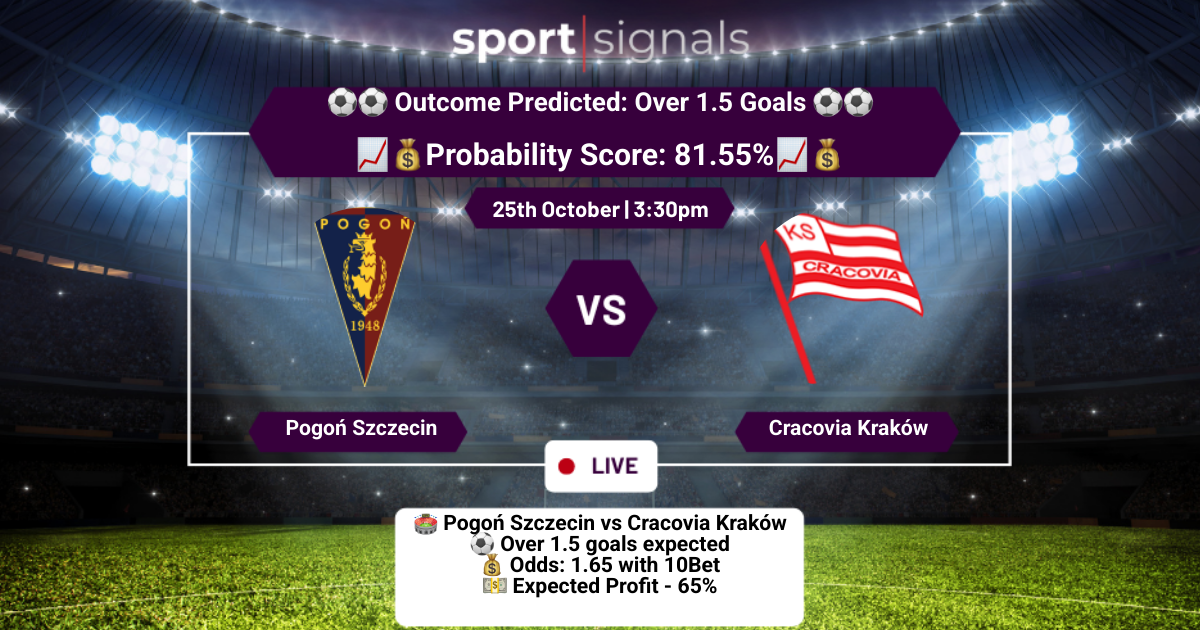 Pogoń Szczecin vs Cracovia Kraków
Over 1.5 Goals