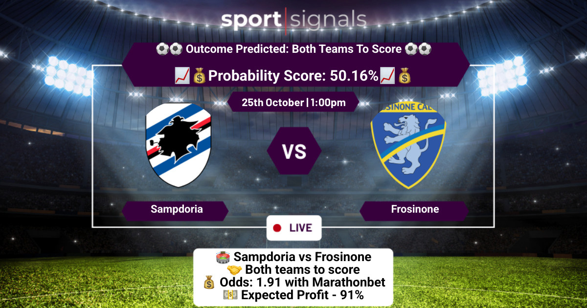 Sampdoria vs Frosinone
Both Teams To Score