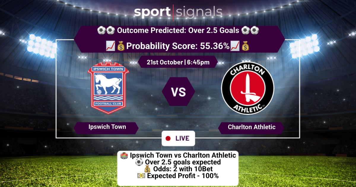 Ipswich Town vs Charlton Athletic
Over 2.5 Goals