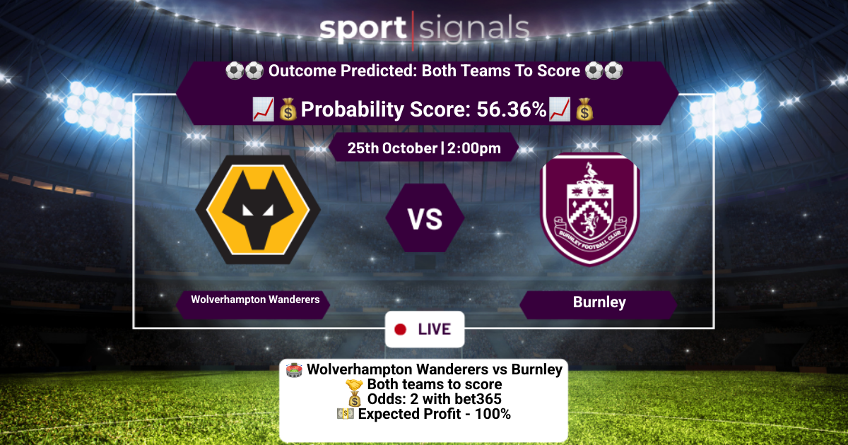 Wolverhampton Wanderers vs Burnley
Both Teams To Score