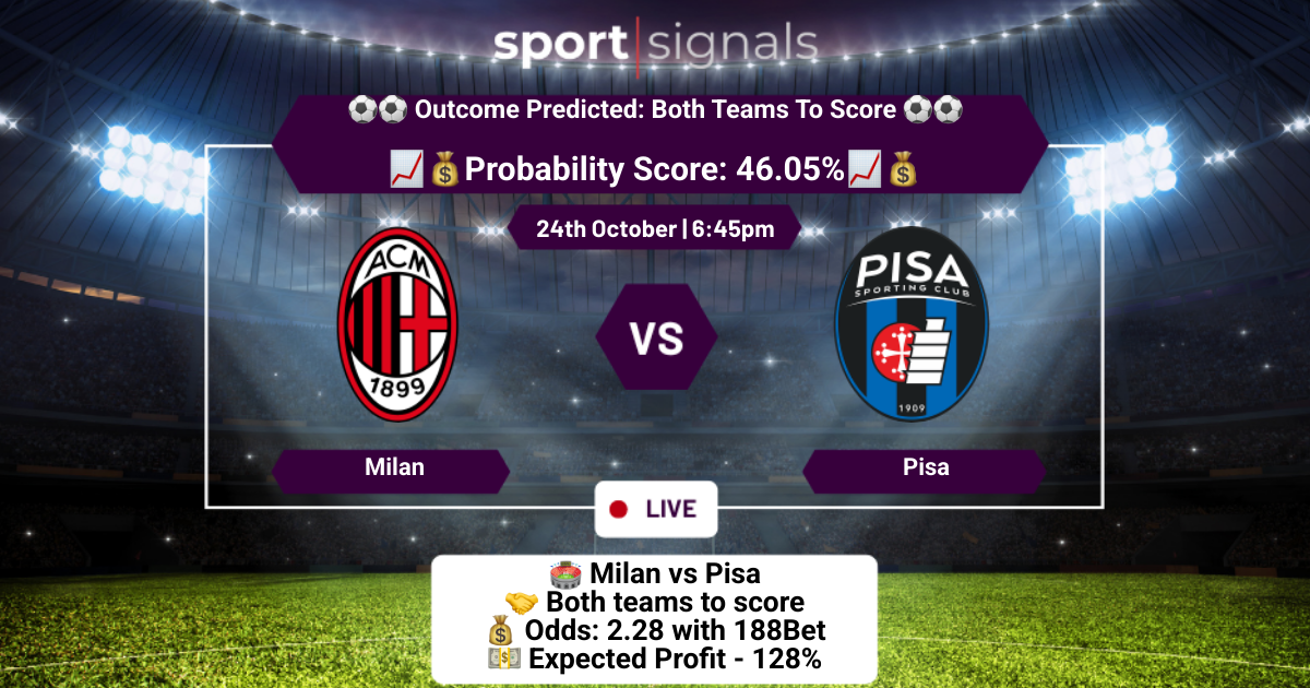 Milan vs Pisa
Both Teams To Score
