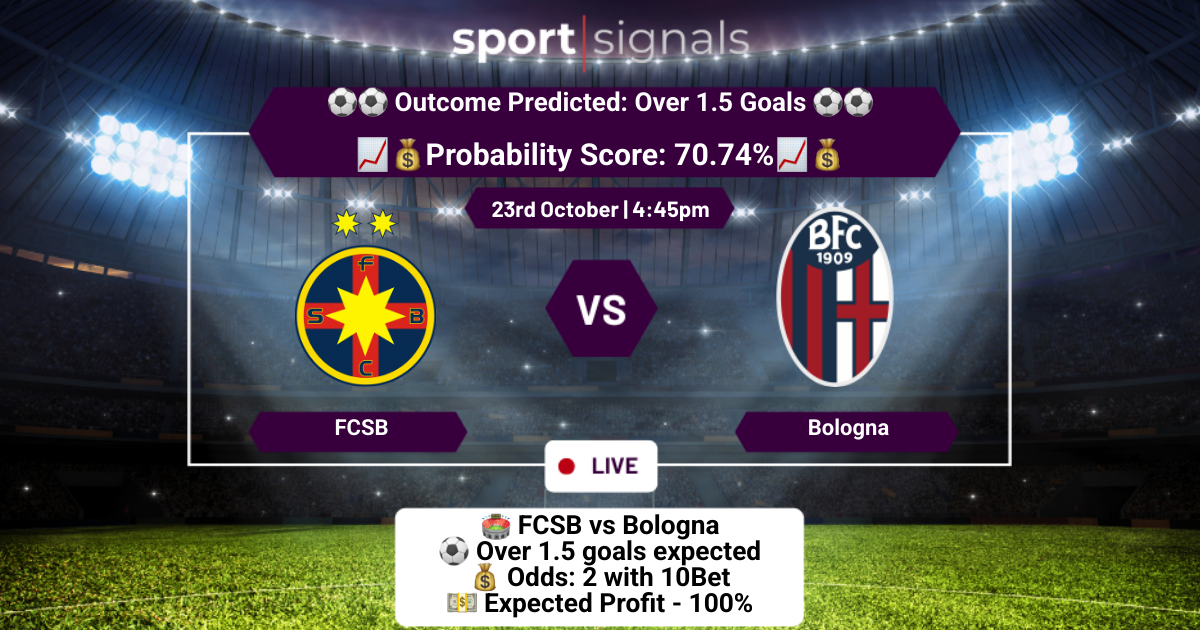 FCSB vs Bologna
Over 1.5 Goals