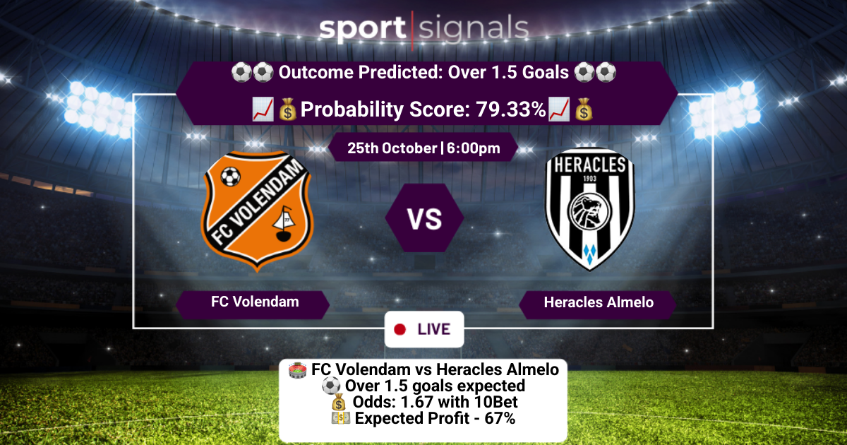 FC Volendam vs Heracles Almelo
Over 1.5 Goals