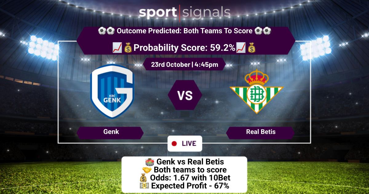 Genk vs Real Betis
Both Teams To Score