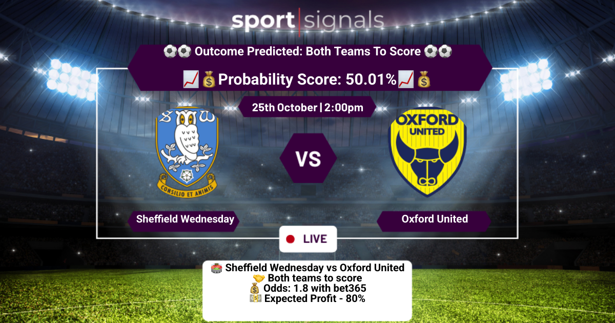 Sheffield Wednesday vs Oxford United
Both Teams To Score