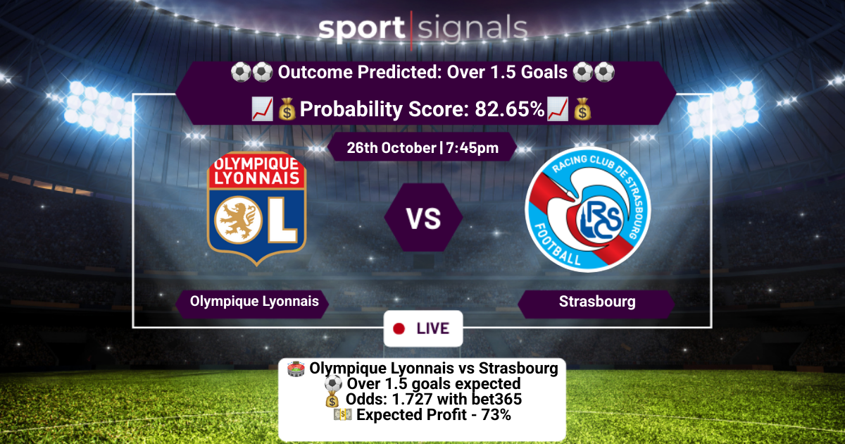 Olympique Lyonnais vs Strasbourg
Over 1.5 Goals