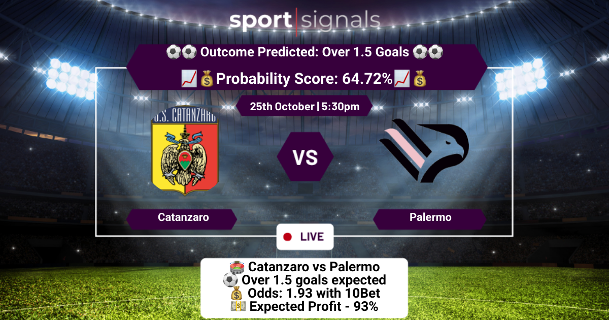 Catanzaro vs Palermo
Over 1.5 Goals