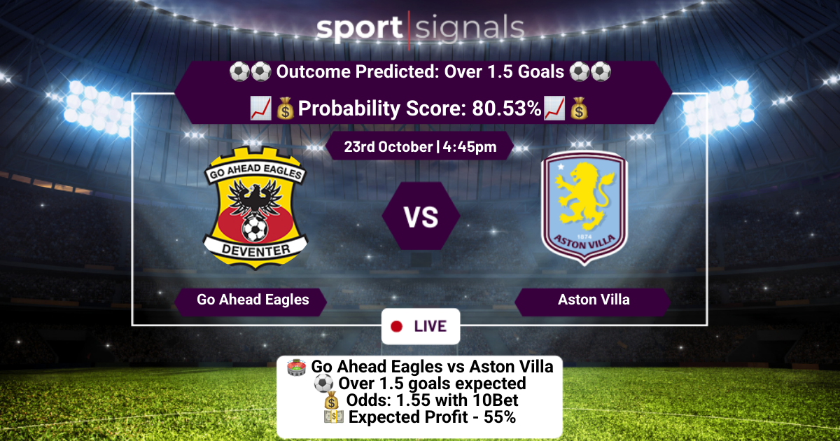Go Ahead Eagles vs Aston Villa
Over 1.5 Goals