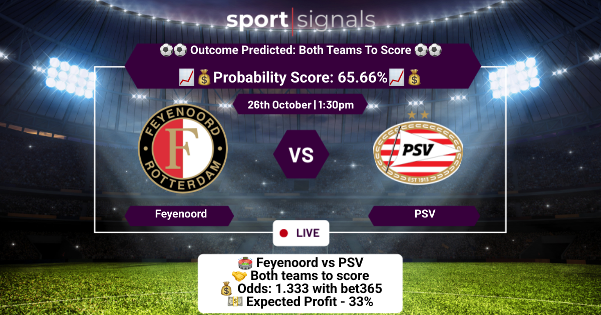Feyenoord vs PSV
Both Teams To Score