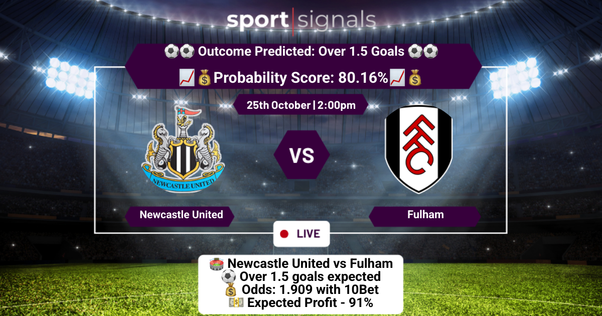 Newcastle United vs Fulham
Over 1.5 Goals