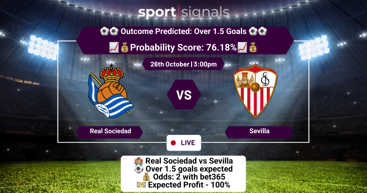 Real Sociedad vs Sevilla
Over 1.5 Goals