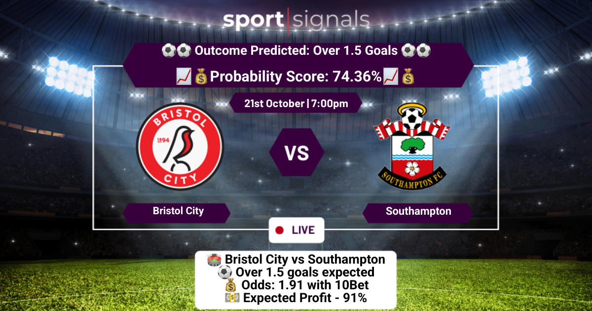 Bristol City vs Southampton
Over 1.5 Goals