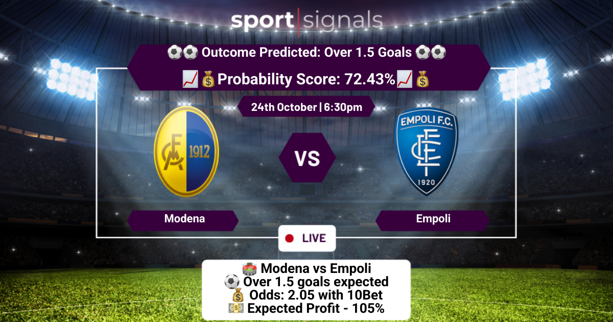 Modena vs Empoli
Over 1.5 Goals