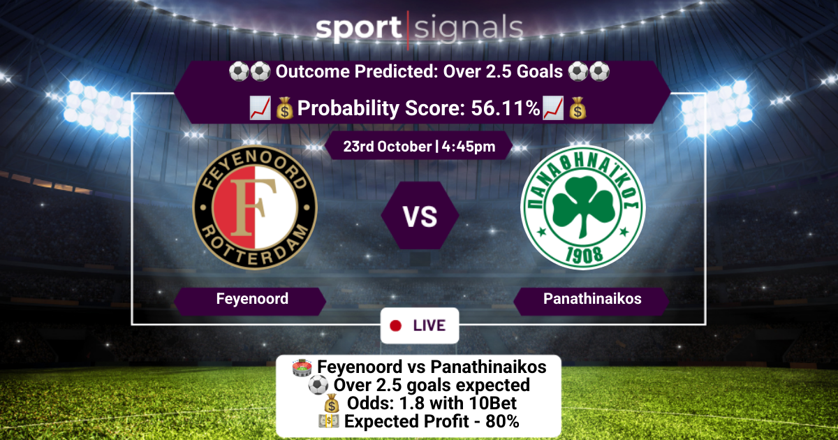 Feyenoord vs Panathinaikos
Over 2.5 Goals
