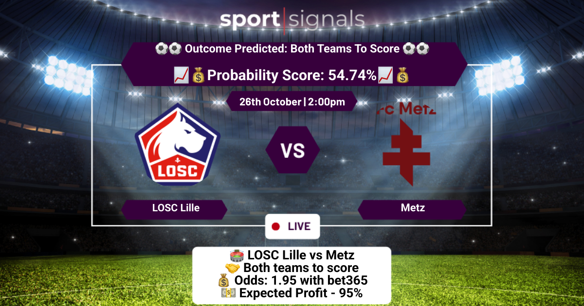 LOSC Lille vs Metz
Both Teams To Score