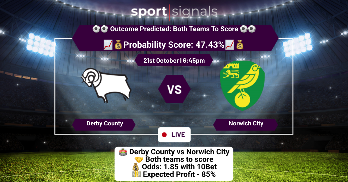 Derby County vs Norwich City
Both Teams To Score