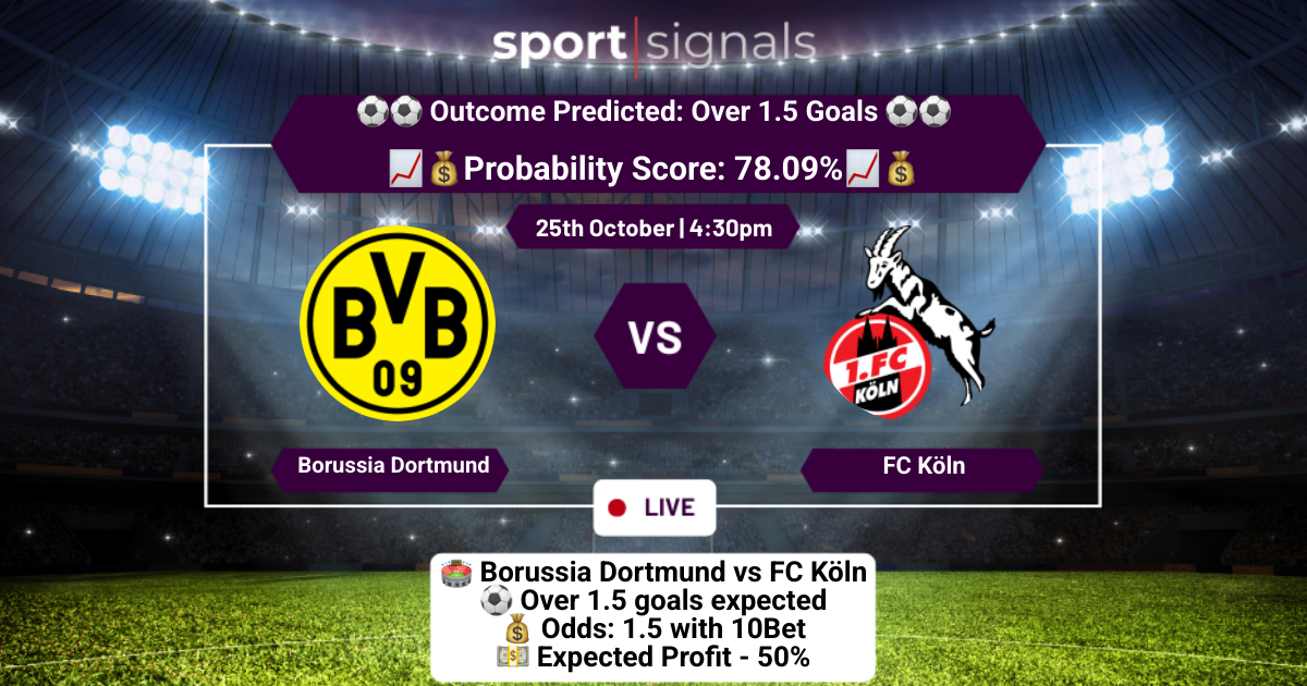 Borussia Dortmund vs FC Köln
Over 1.5 Goals