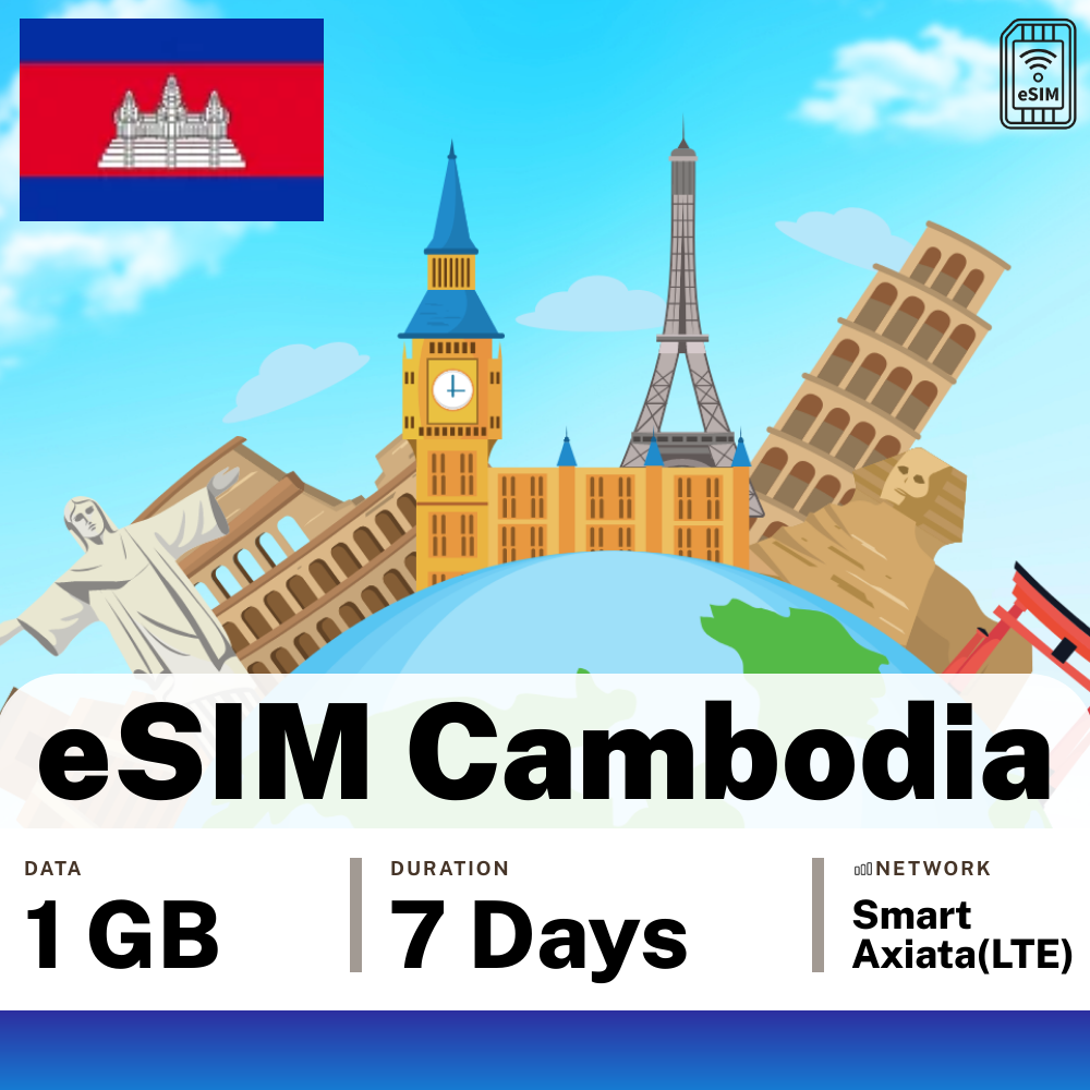 eSIM Cambodia 1 GB 7 Days from 6.30