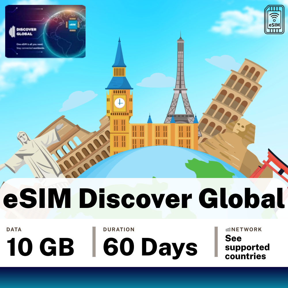 ESIM Discover Global 10 GB 60 Days From 82 60