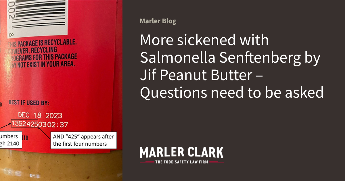 More sickened with Salmonella Senftenberg by Jif Peanut Butter
