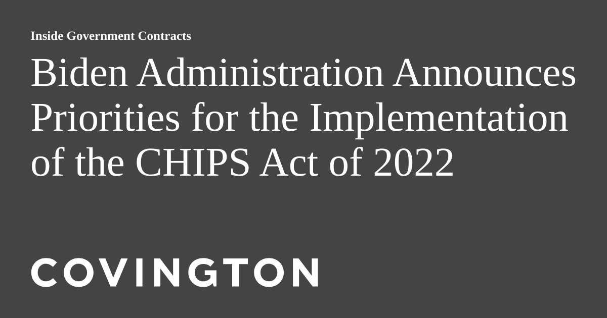 Biden Administration Announces Priorities for the Implementation of the