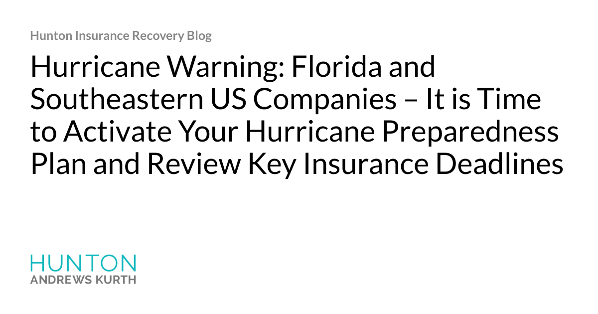 Hurricane Warning Florida and Southeastern US Companies It is Time