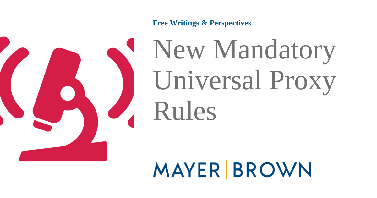 New Mandatory Universal Proxy Rules Free Writings & Perspectives