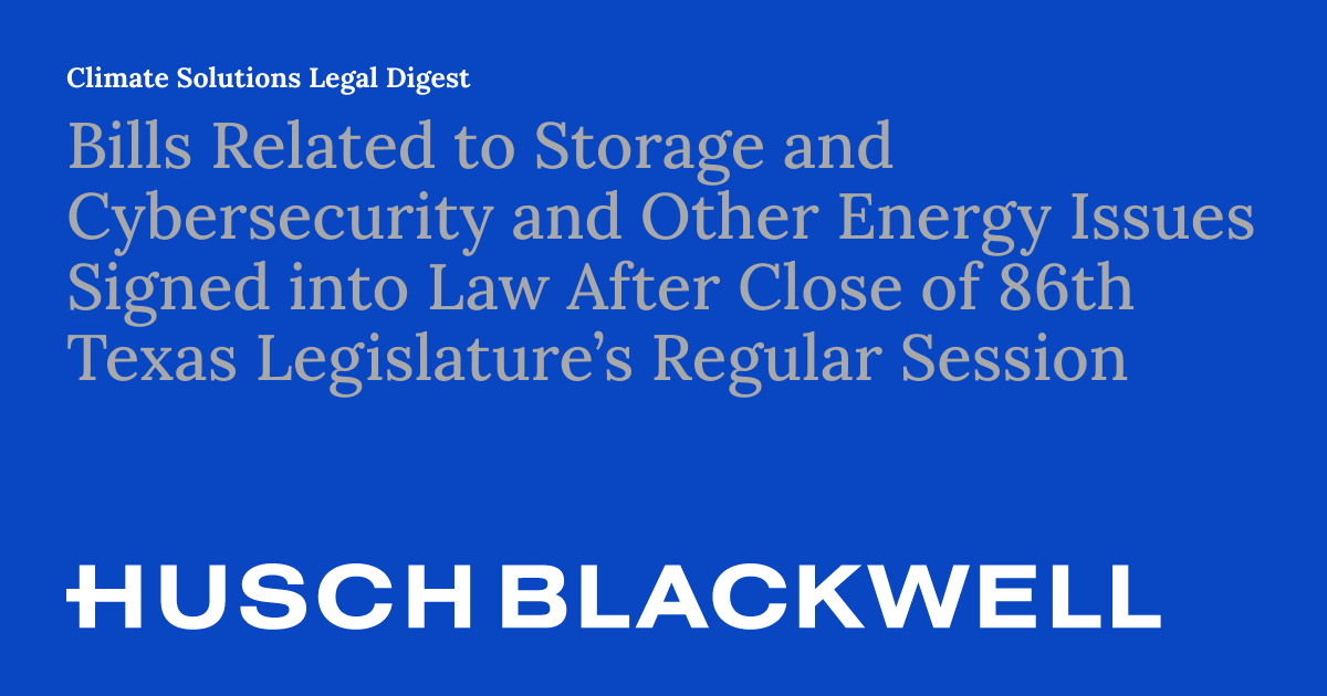 Bills Related to Storage and Cybersecurity and Other Energy Issues