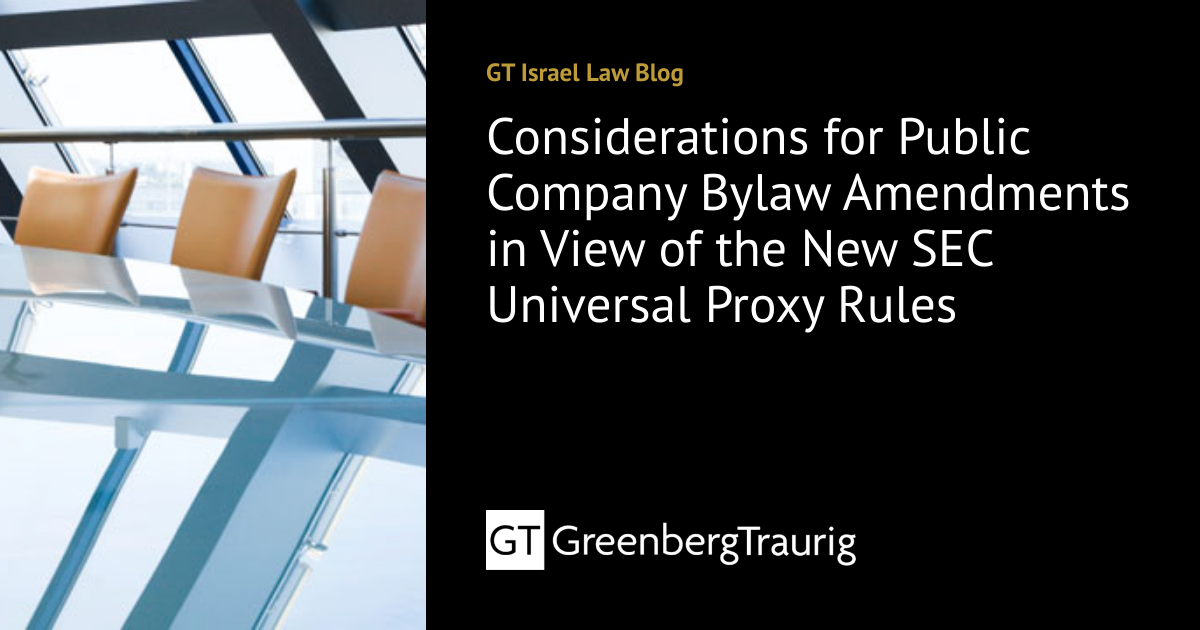 Considerations for Public Company Bylaw Amendments in View of the New