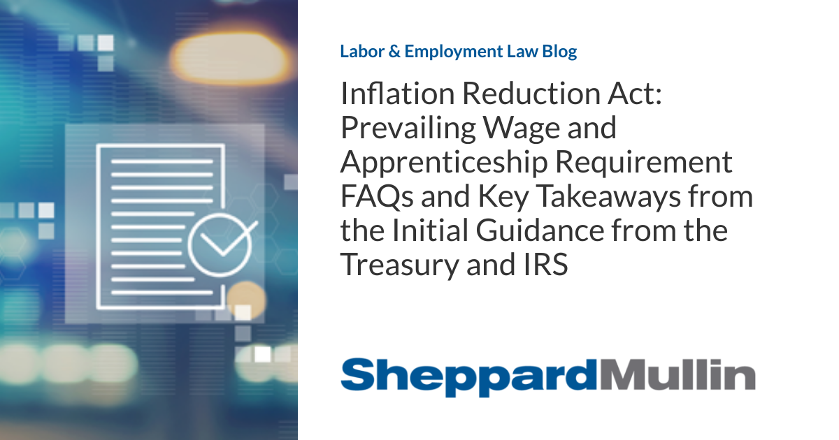 Inflation Reduction Act Prevailing Wage and Apprenticeship Requirement
