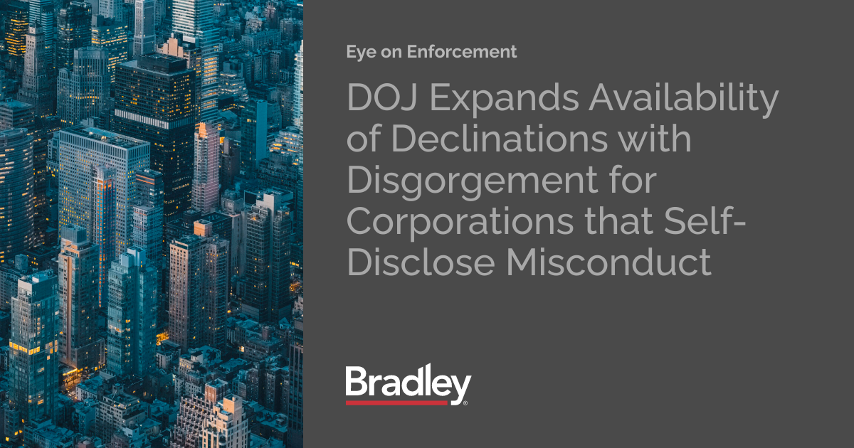 DOJ Expands Availability of Declinations with for