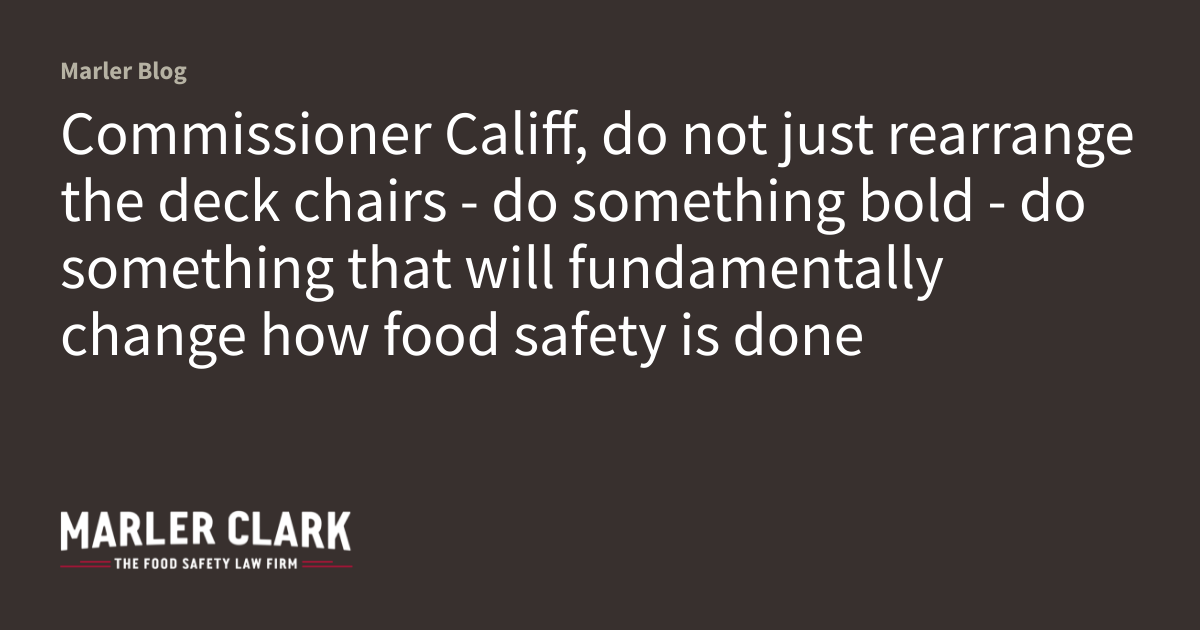 Commissioner Califf, do not just rearrange the deck chairs - do ...