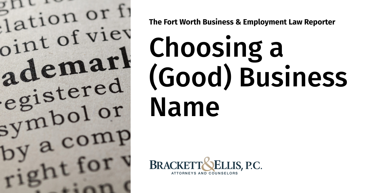 Choosing a (Good) Business Name | The Fort Worth Business 
