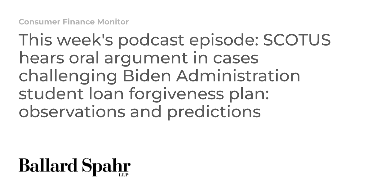 This week's podcast episode: SCOTUS hears oral argument in cases ...