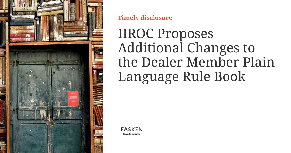 IIROC Proposes Additional Changes to the Dealer Member Plain Language