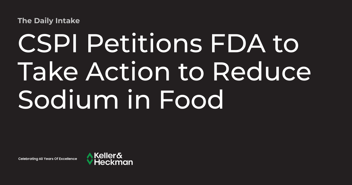 CSPI Petitions FDA to Take Action to Reduce Sodium in Food The Daily Intake