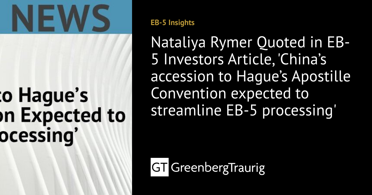 Nataliya Rymer Quoted in EB5 Investors Article, 'China’s accession to