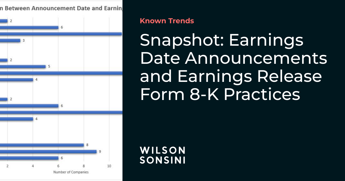 Snapshot Earnings Date Announcements and Earnings Release Form 8K