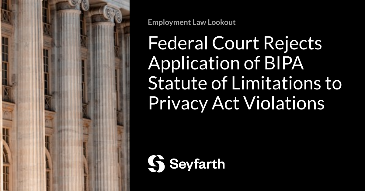 Federal Court Rejects Application of BIPA Statute of Limitations to