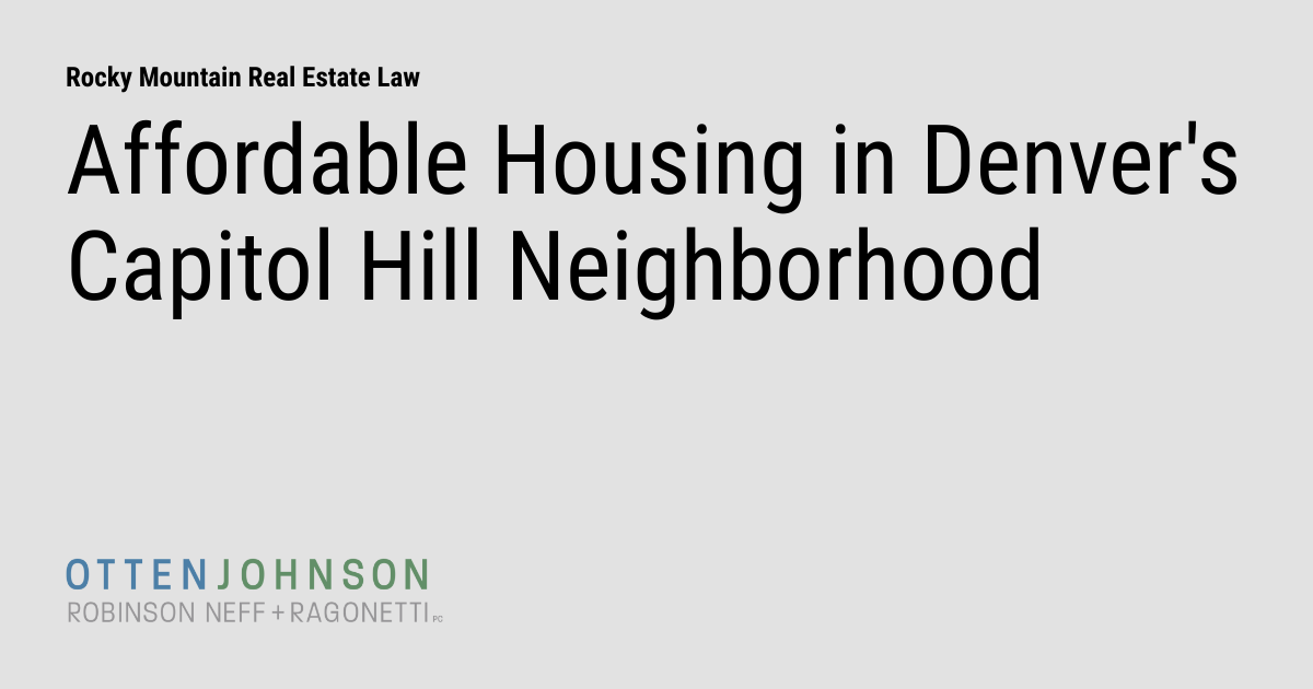 Affordable Housing in Denver's Capitol Hill Neighborhood Rocky